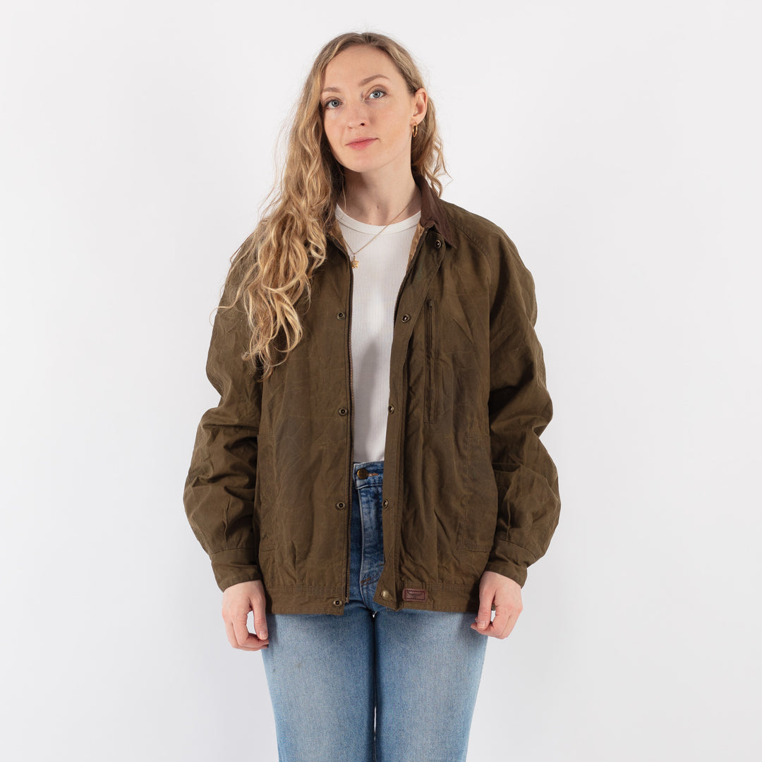 Vintage 00's Women Waxed Cotton Jacket in Green