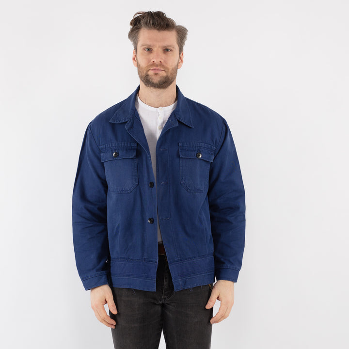 Vintage 80's Men Work Jacket in Blue