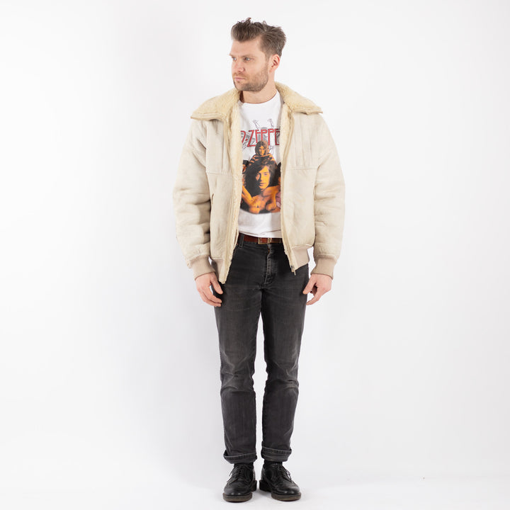 Vintage 70's Men Sheepskin Jacket in BeigeZ482