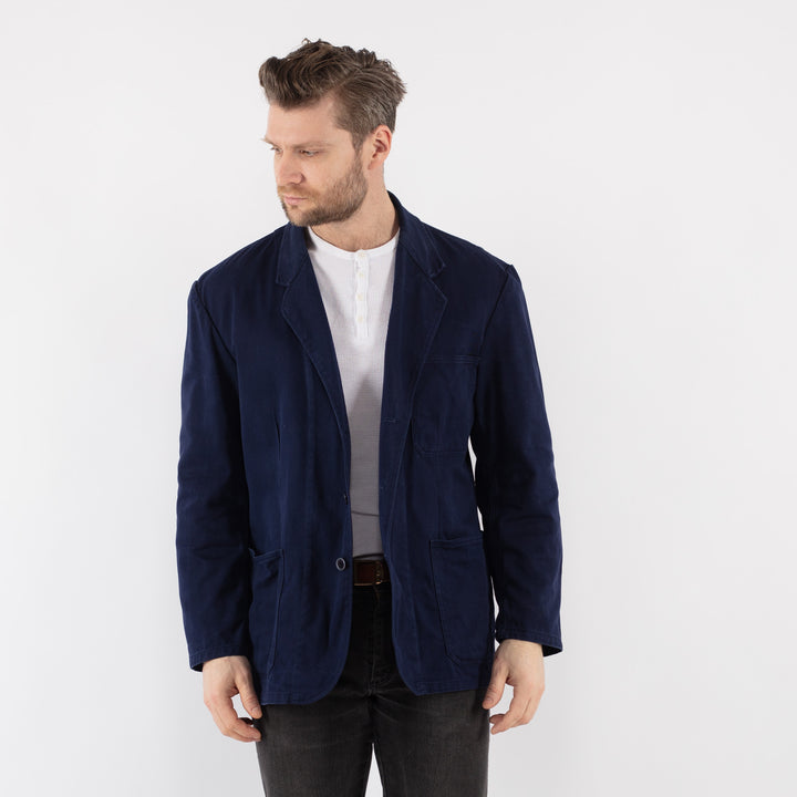 Vintage 80's Men Work Jacket in Blue