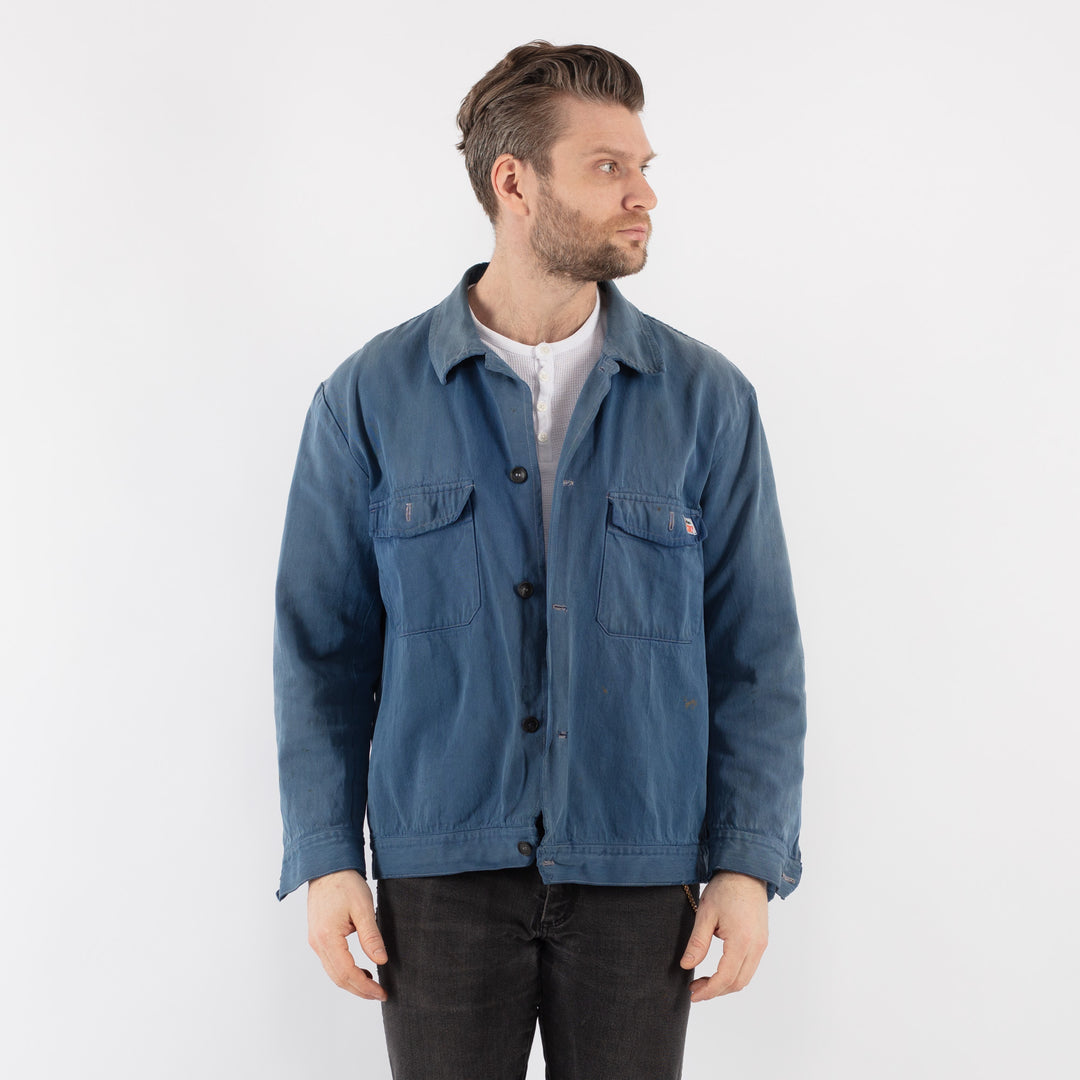 Vintage 60's Men Work Jacket in Blue