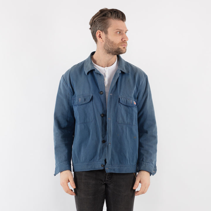Vintage 60's Men Work Jacket in Blue