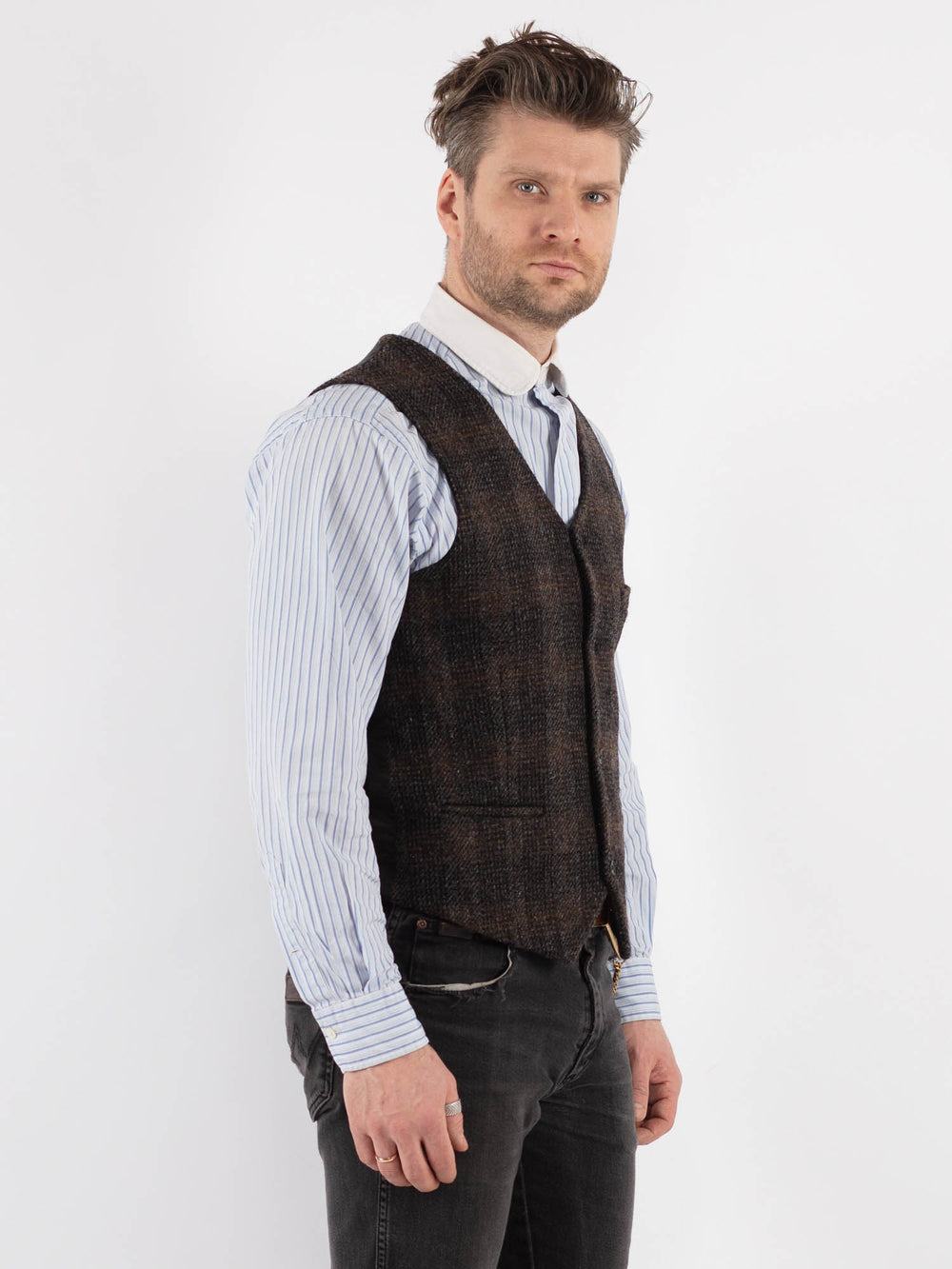 Vintage 00's Men Harris Tweed Vest in Brown - NorthernGrip