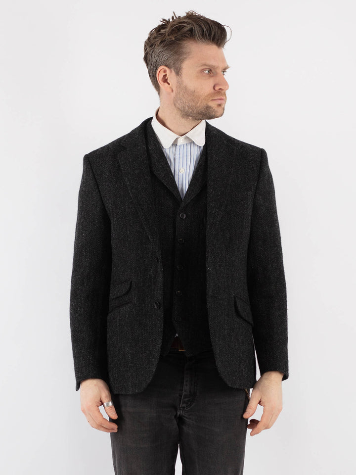 Vintage 00's Men Harris Tweed Jacket in Dark Gray - NorthernGrip