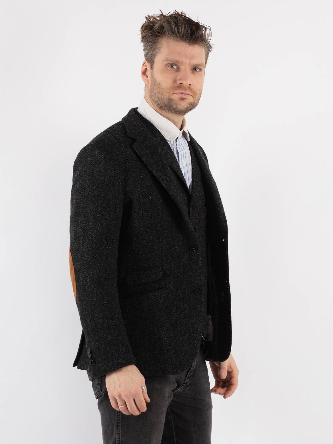 Vintage 00's Men Harris Tweed Jacket in Dark Gray - NorthernGrip