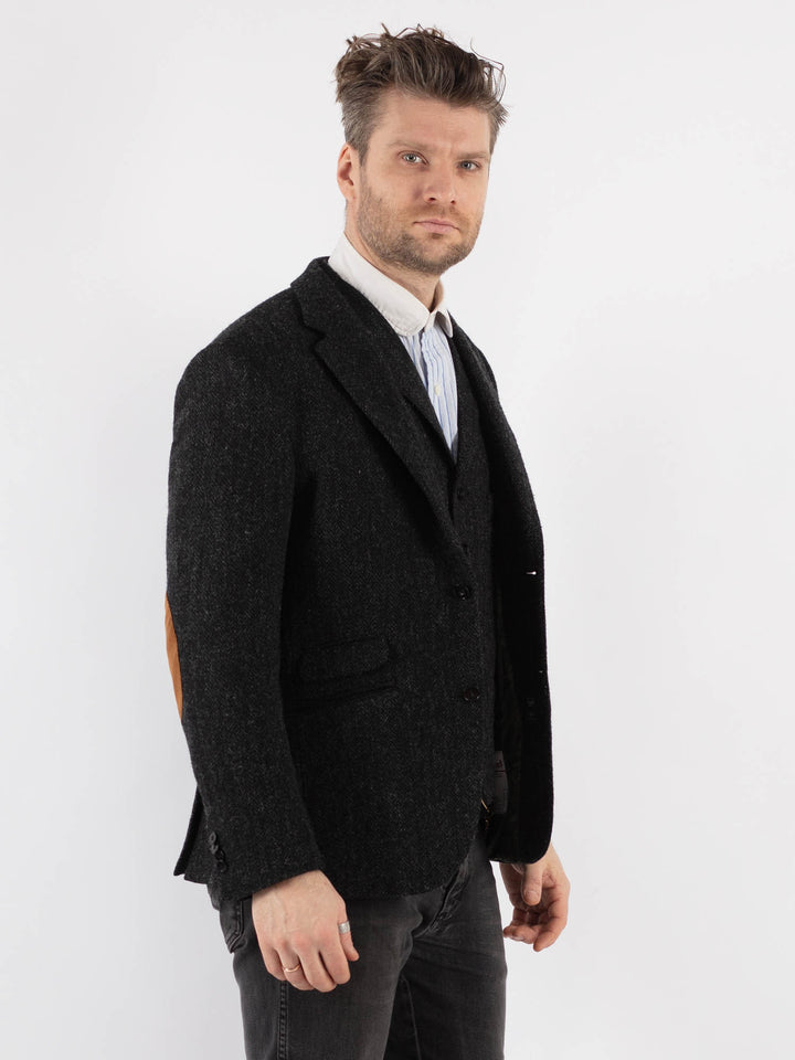 Vintage 00's Men Harris Tweed Jacket in Dark Gray - NorthernGrip