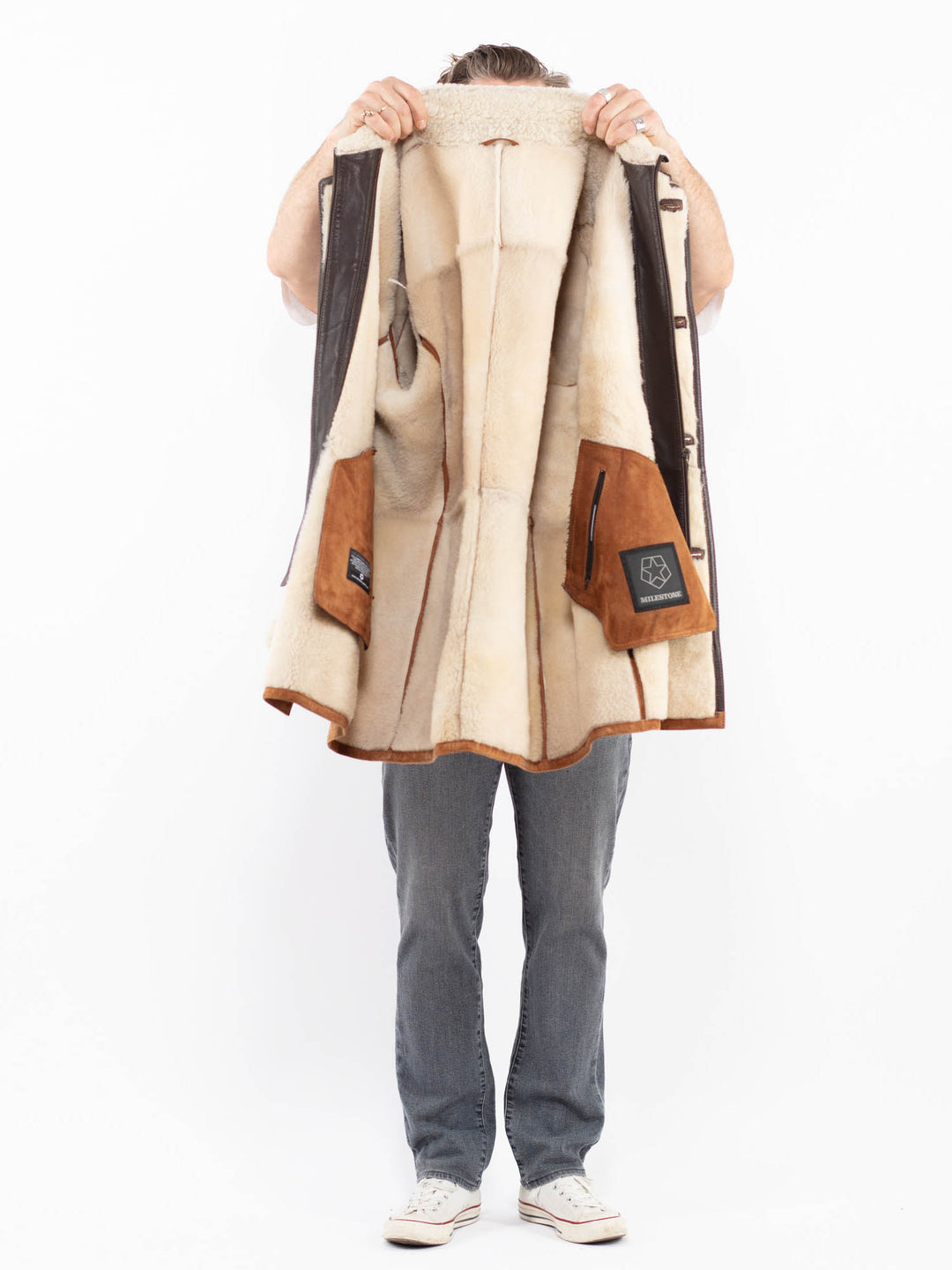 Vintage 00's Men Sheepskin Coat in BrownZ1927