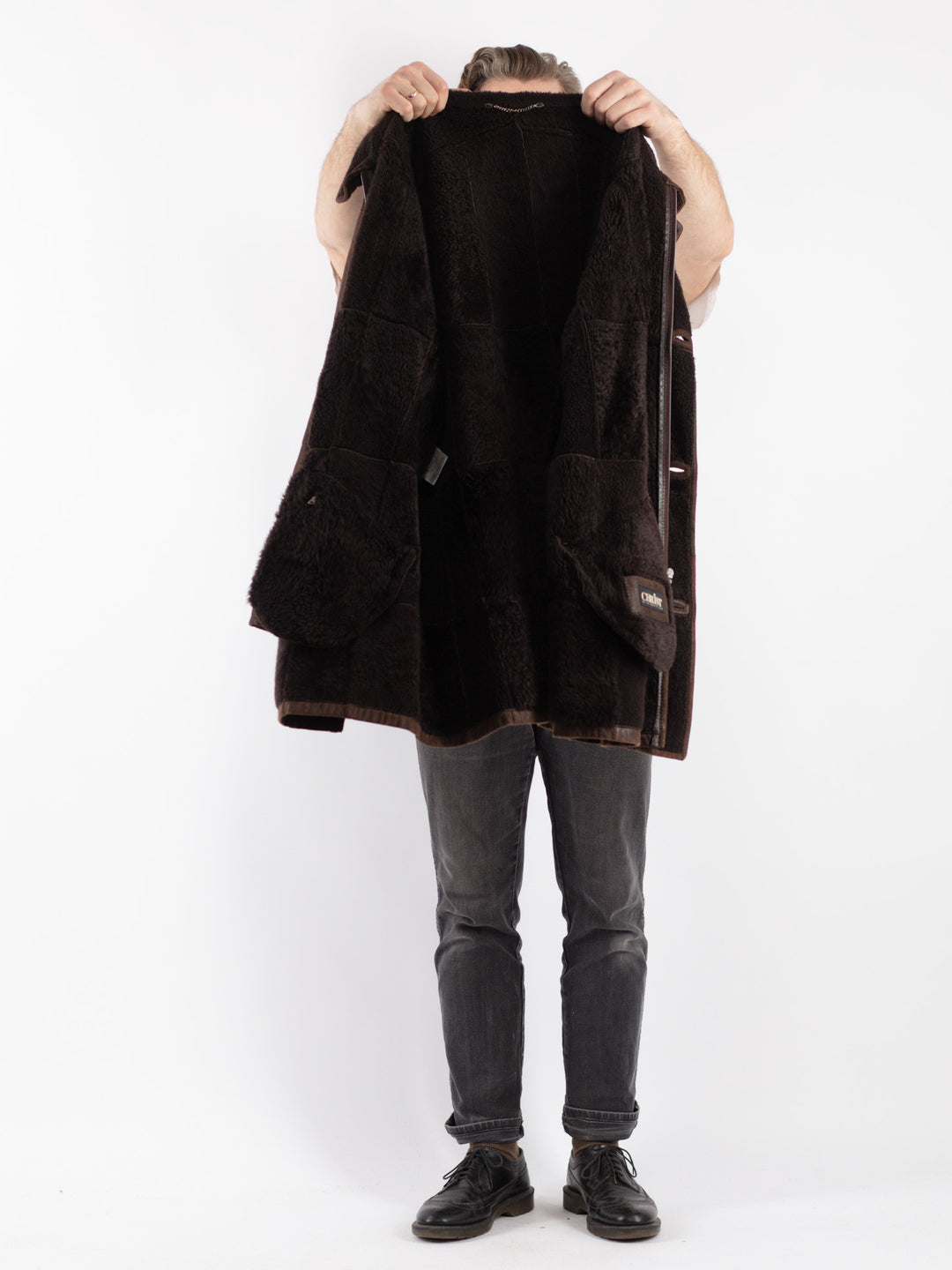 Vintage 00's Men Sheepskin Coat in Brown