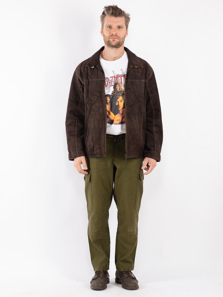 Vintage 00's Men Suede Jacket in Brown