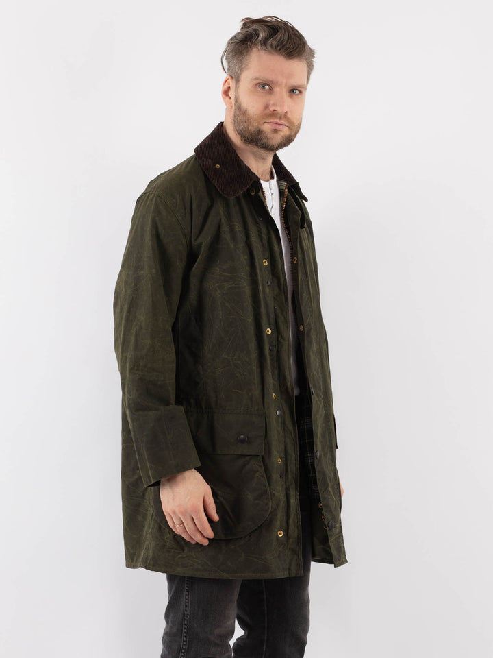 Vintage 00's Men Waxed Canvas Jacket in GreenZ907