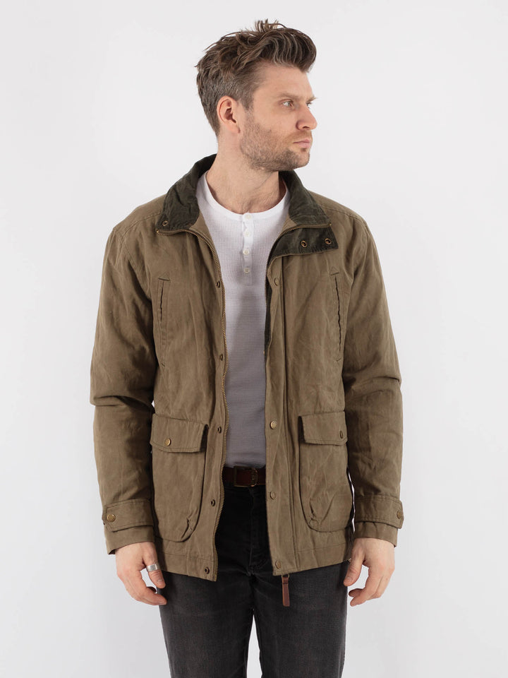Vintage 00's Men Waxed Canvas Jacket in Khaki - NorthernGrip