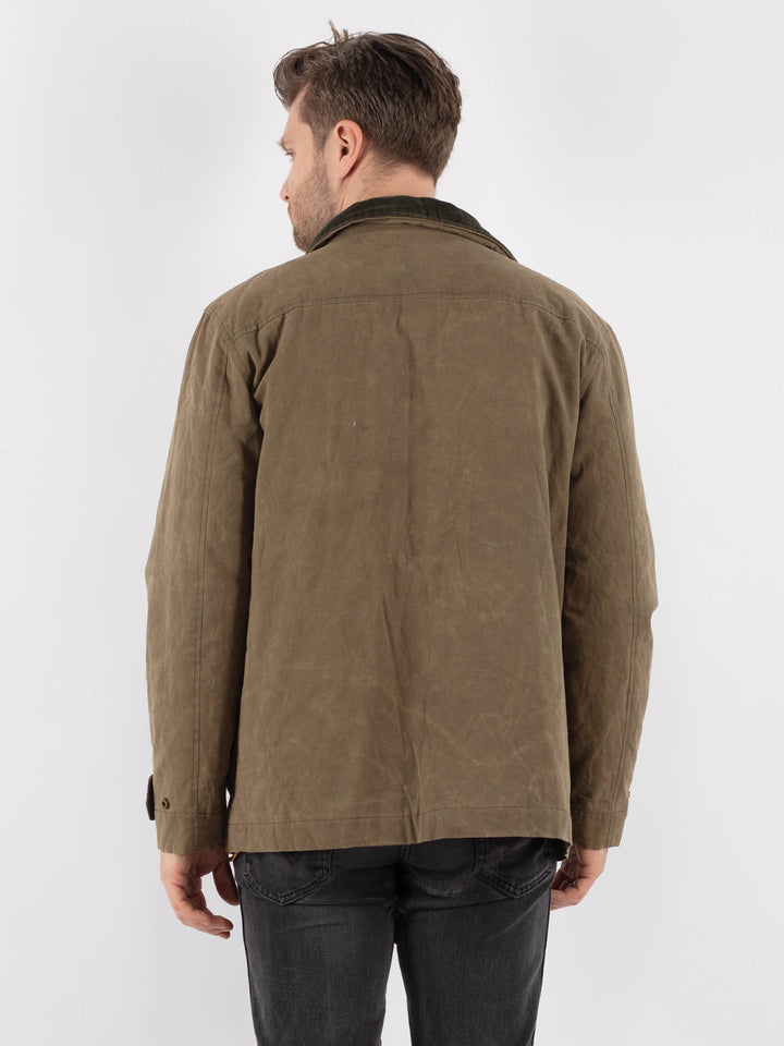 Vintage 00's Men Waxed Canvas Jacket in Khaki - NorthernGrip