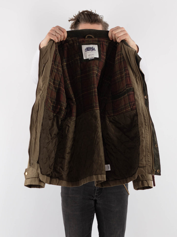Vintage 00's Men Waxed Canvas Jacket in Khaki - NorthernGrip