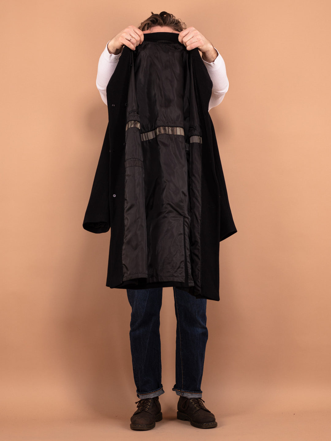 Vintage 00's Men Wool Blend Coat in Black - NorthernGrip