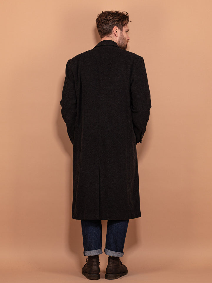 Vintage 00's Men Wool Blend Coat in Black - NorthernGrip