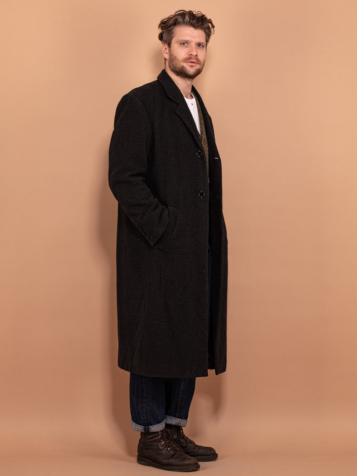 Vintage 00's Men Wool Blend Coat in Black - NorthernGrip