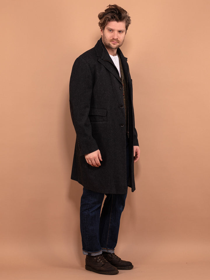 Vintage 00's Men Wool Blend Coat in Gray - NorthernGrip
