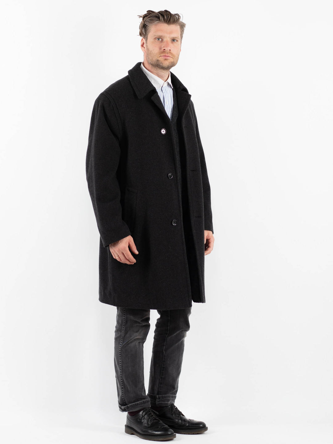 Vintage 00's Men Wool Blend Coat in GrayZ1763