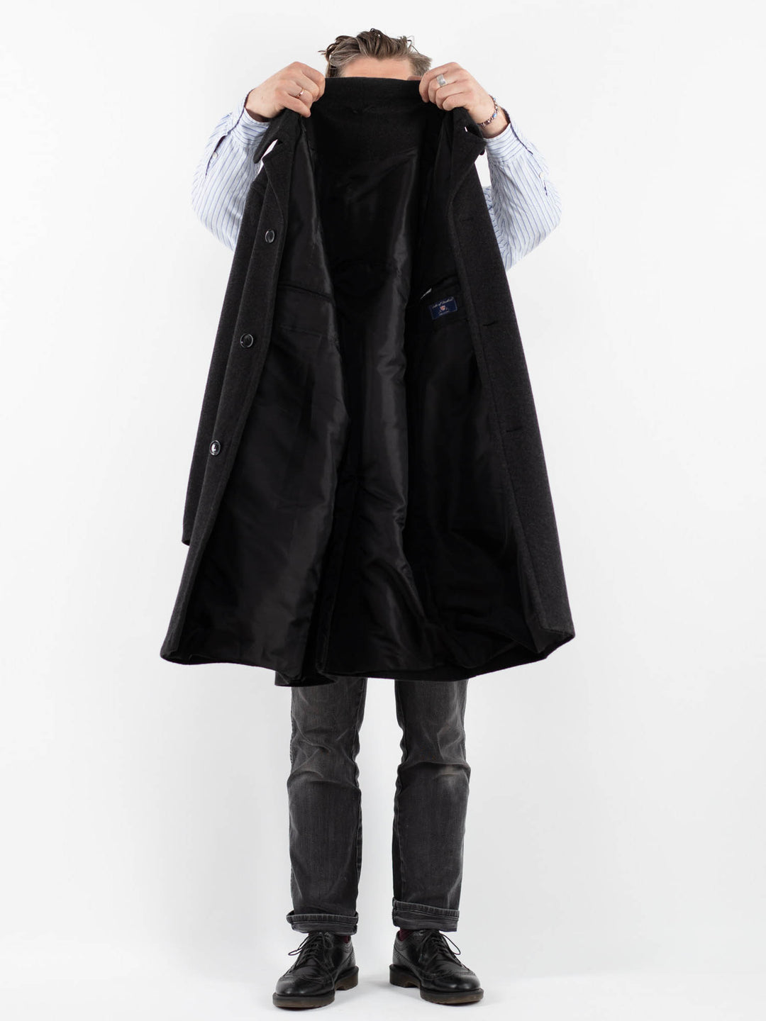 Vintage 00's Men Wool Blend Coat in GrayZ1763