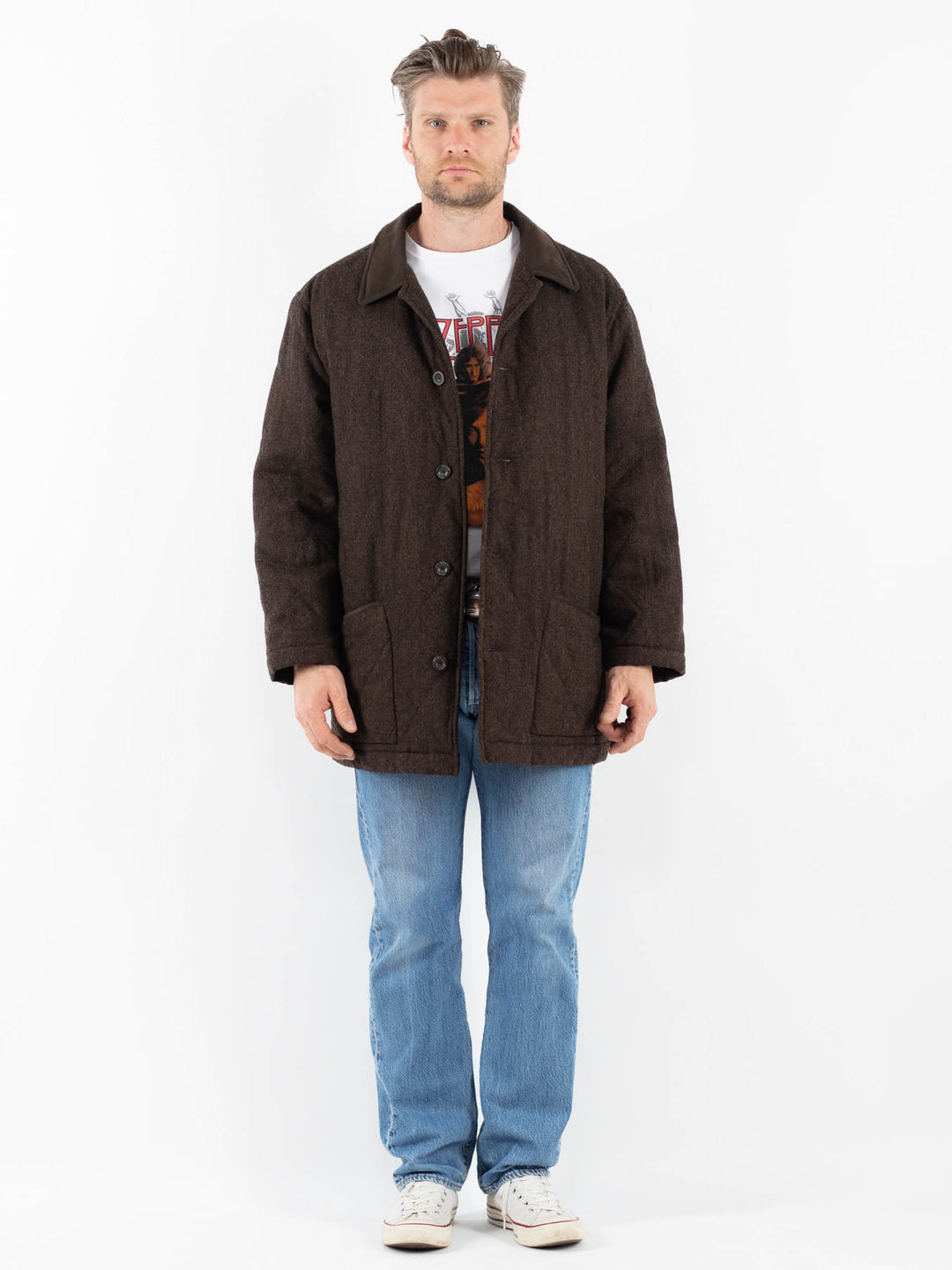Vintage 00's Men Wool Blend Jacket in BrownZ1771