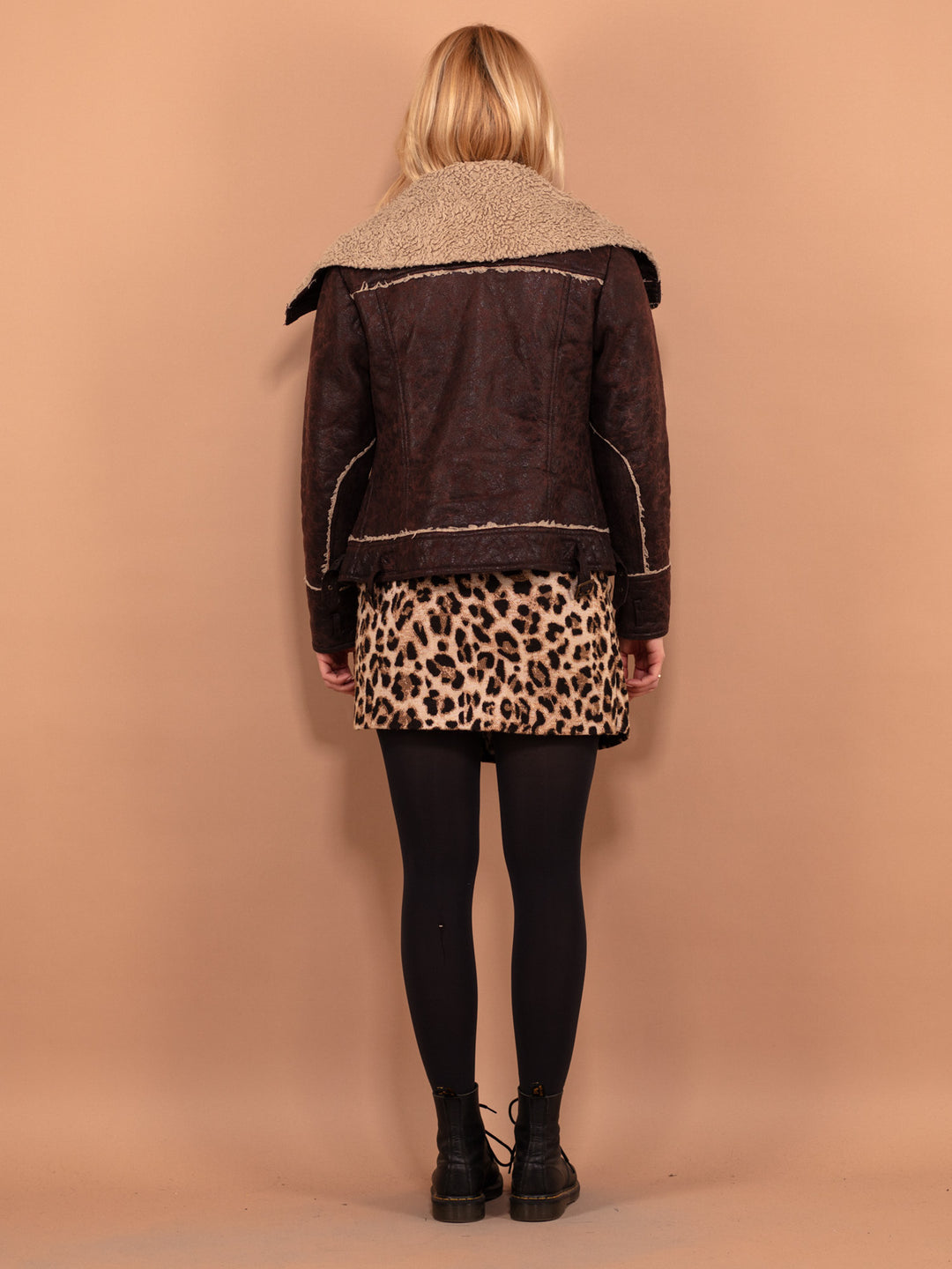 Vintage 90's Women Faux Shearling Jacket in Brown - NorthernGrip