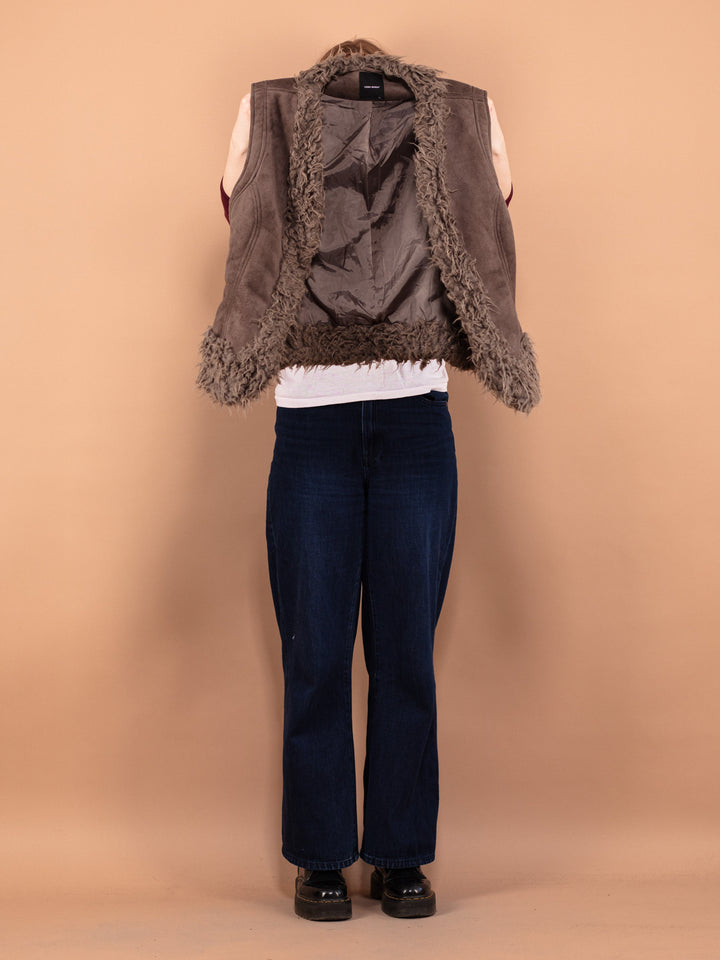 Vintage 00's Women Faux Shearling Vest in Brown - NorthernGrip