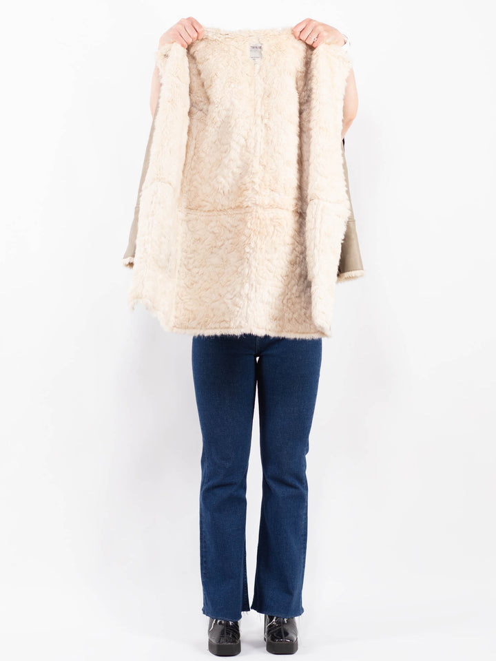 Vintage 00's Women Faux Sheepskin Coat in BeigeA0343