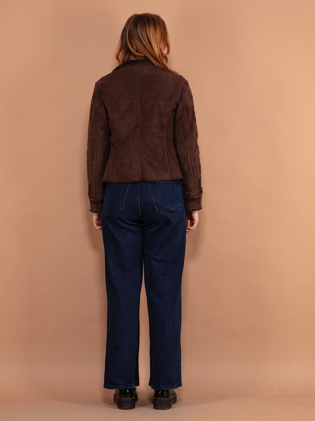 Vintage 00's Women Faux Sheepskin Jacket in Brown - NorthernGrip