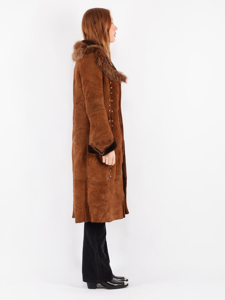 Vintage 00's Women Sheepskin Coat in Brown