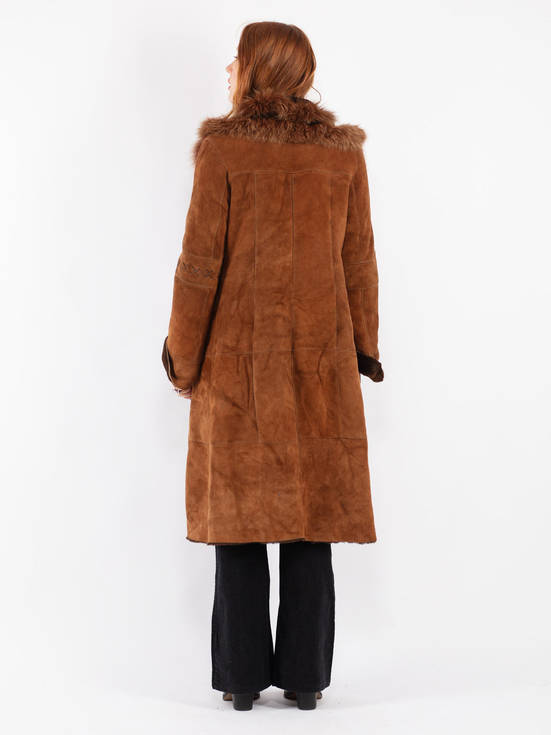 Vintage 00's Women Sheepskin Coat in Brown