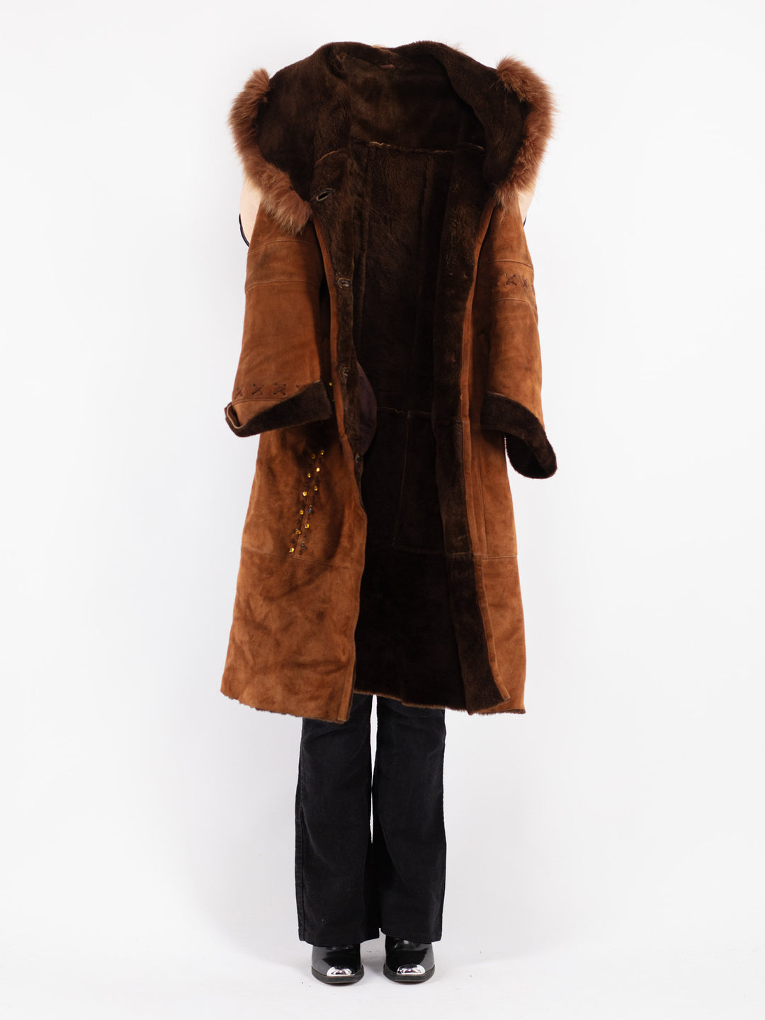 Vintage 00's Women Sheepskin Coat in Brown
