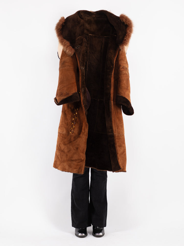 Vintage 00's Women Sheepskin Coat in Brown