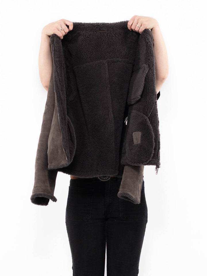 Vintage 00's Women Sheepskin Jacket in GrayA0951