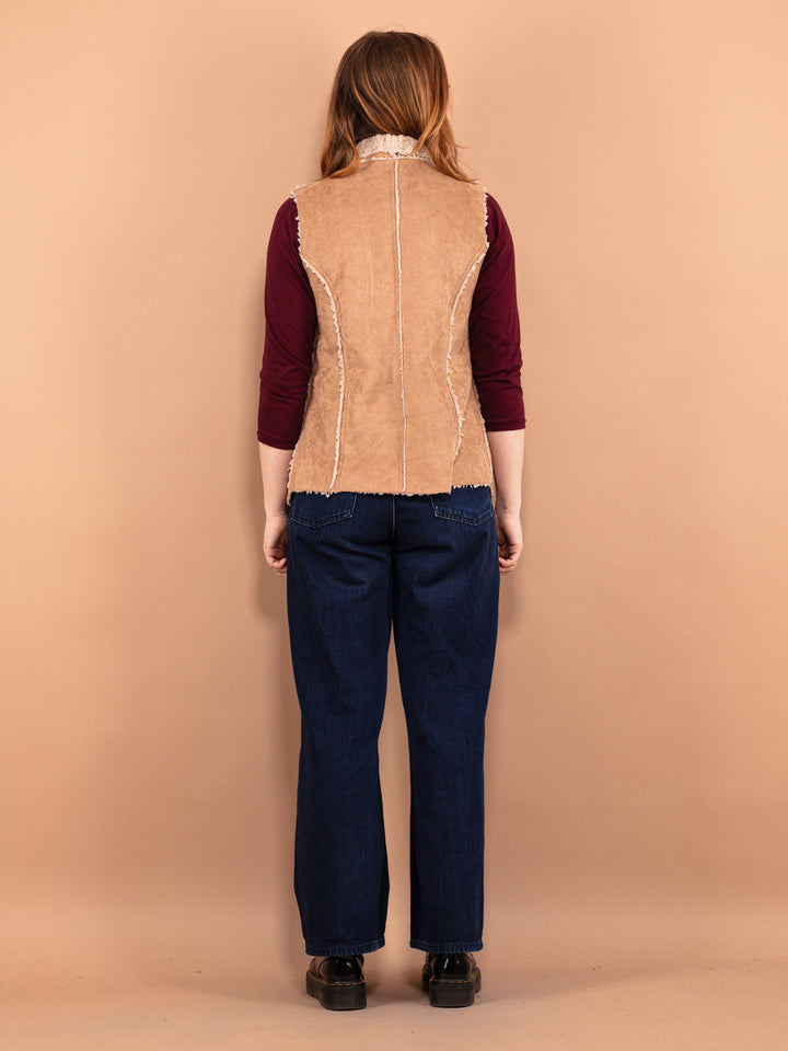 Vintage 00's Women Sherpa Vest in Beige - NorthernGrip