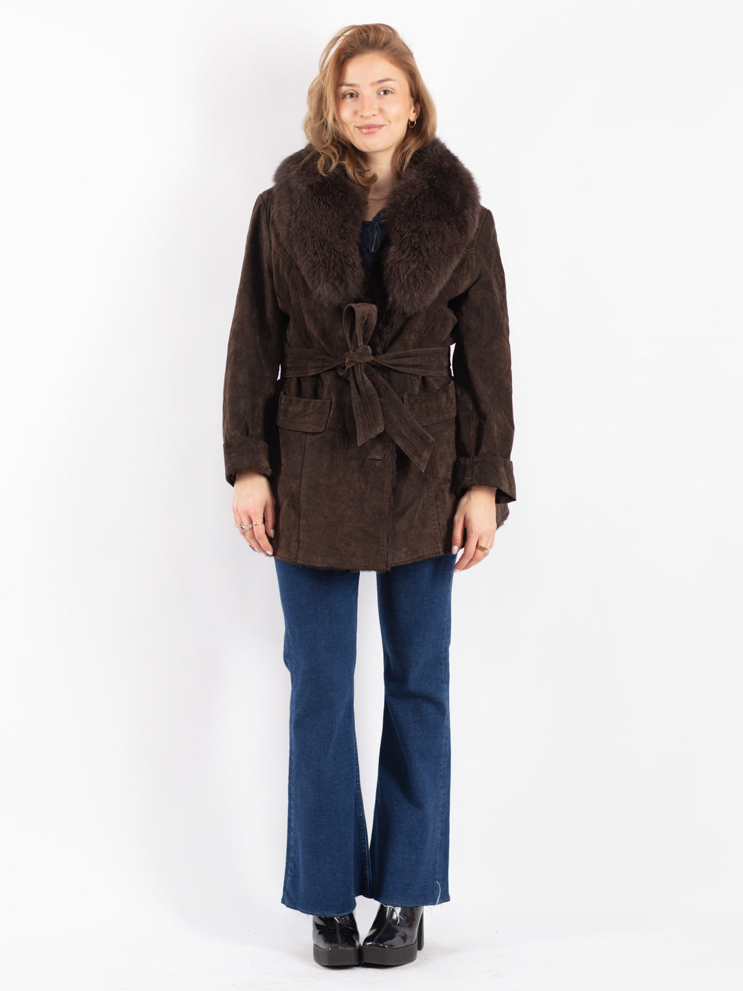 Vintage 00's Women Suede Jacket in Brown