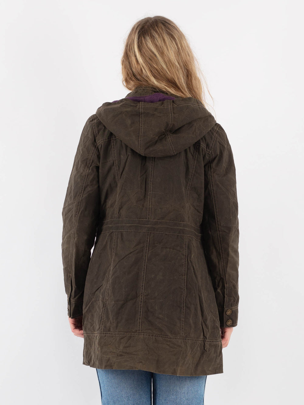 Vintage 00's Women Waxed Cotton Jacket in Brown