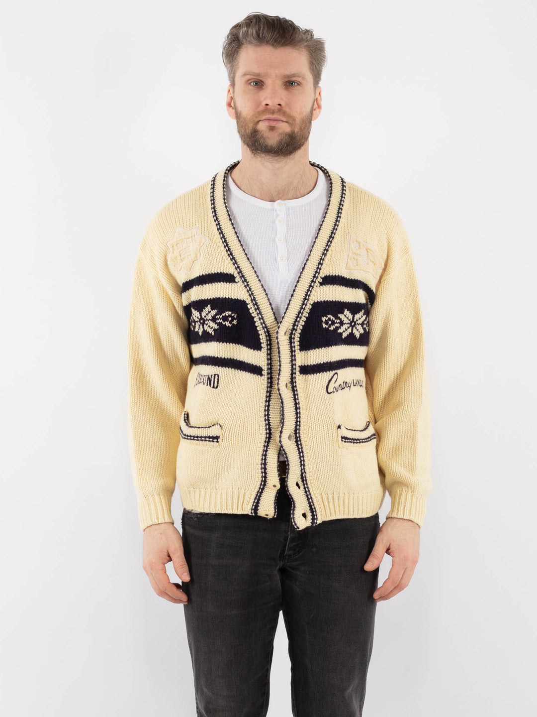 Vintage 70's Men Cardigan in BeigeZ964