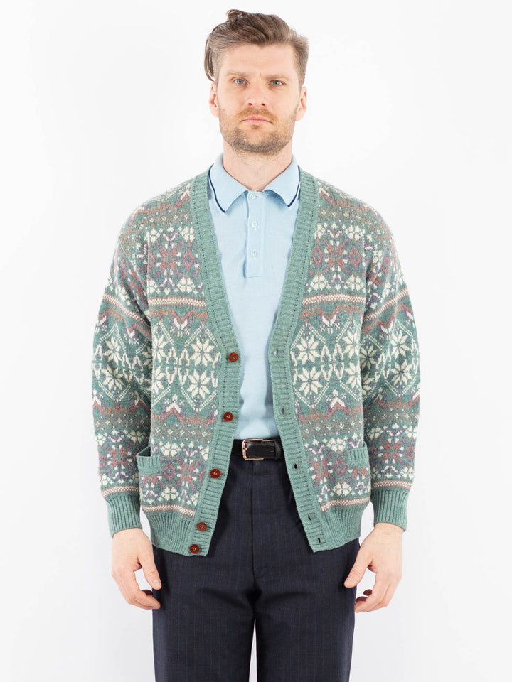 Vintage 70's Men Cardigan in GreenZ1378