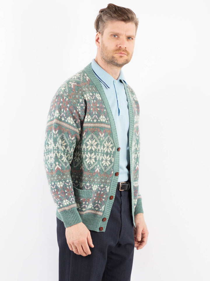 Vintage 70's Men Cardigan in GreenZ1378