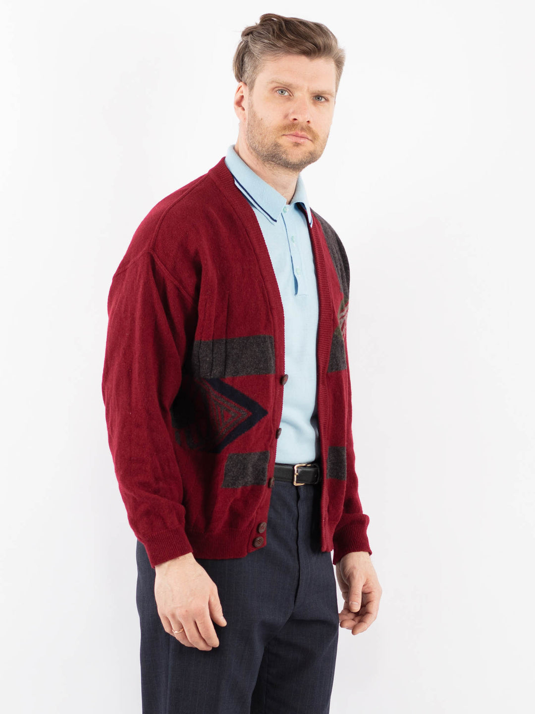Vintage 70's Men Cardigan in RedZ1382