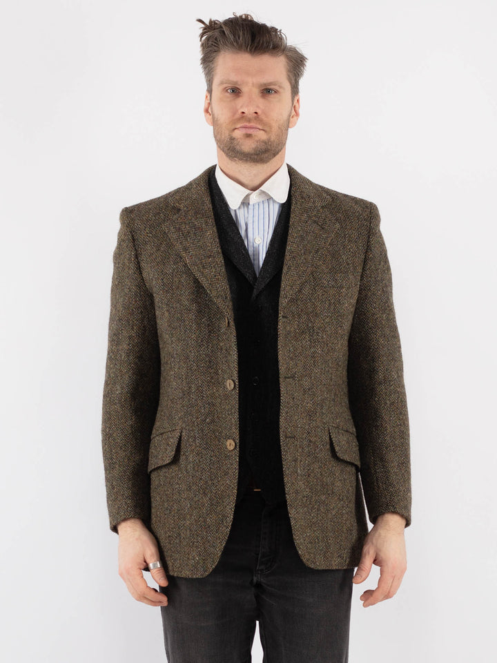 Vintage 70's Men Harris Tweed Jacket in Green - NorthernGrip