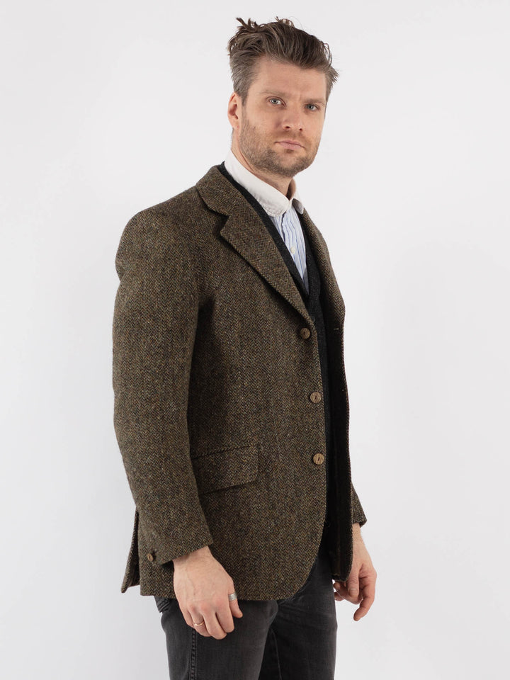 Vintage 70's Men Harris Tweed Jacket in Green - NorthernGrip