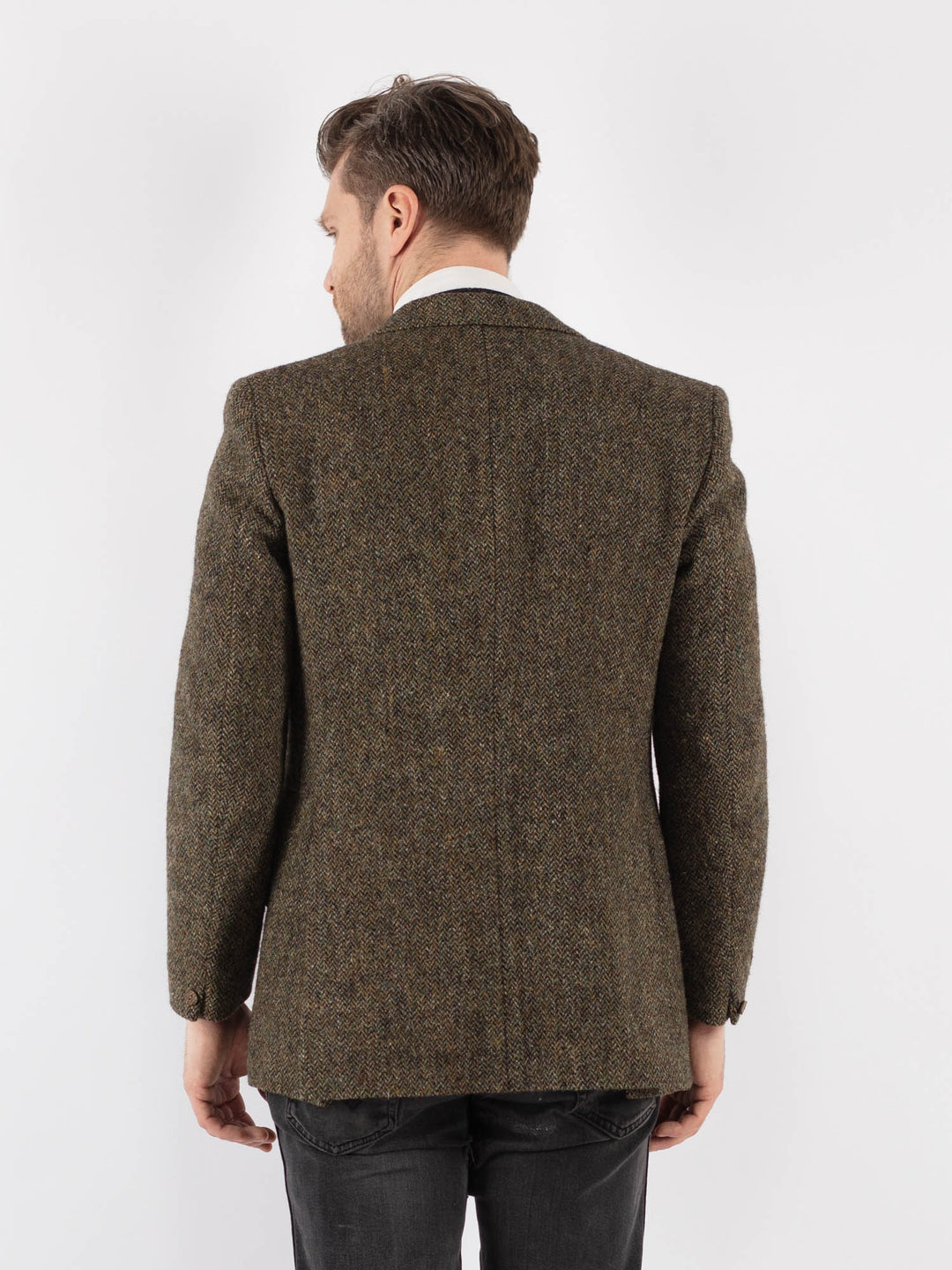 Vintage 70's Men Harris Tweed Jacket in Green - NorthernGrip