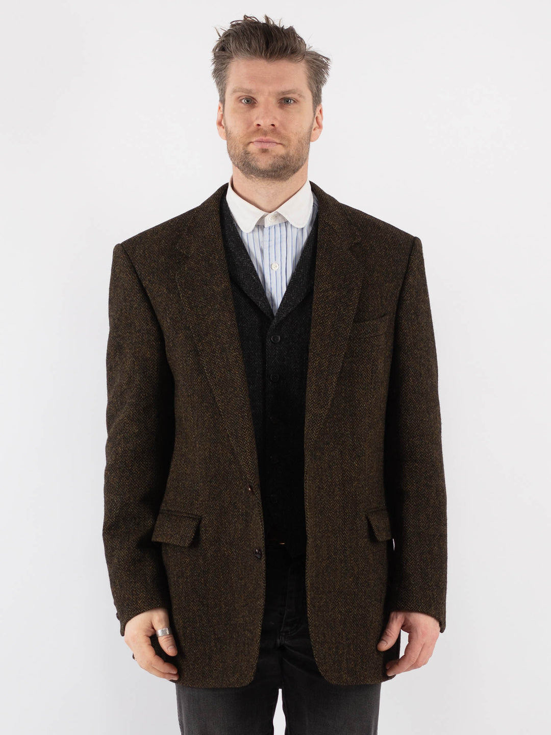 Vintage 70's Men Harris Tweed Jacket in Brown - NorthernGrip