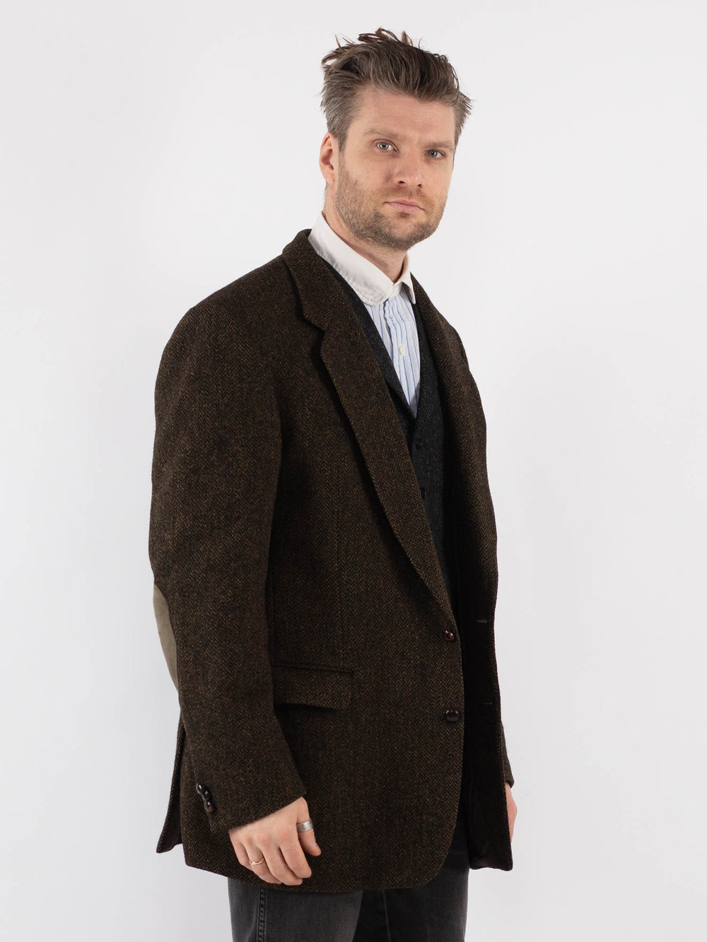 Vintage 70's Men Harris Tweed Jacket in Brown - NorthernGrip
