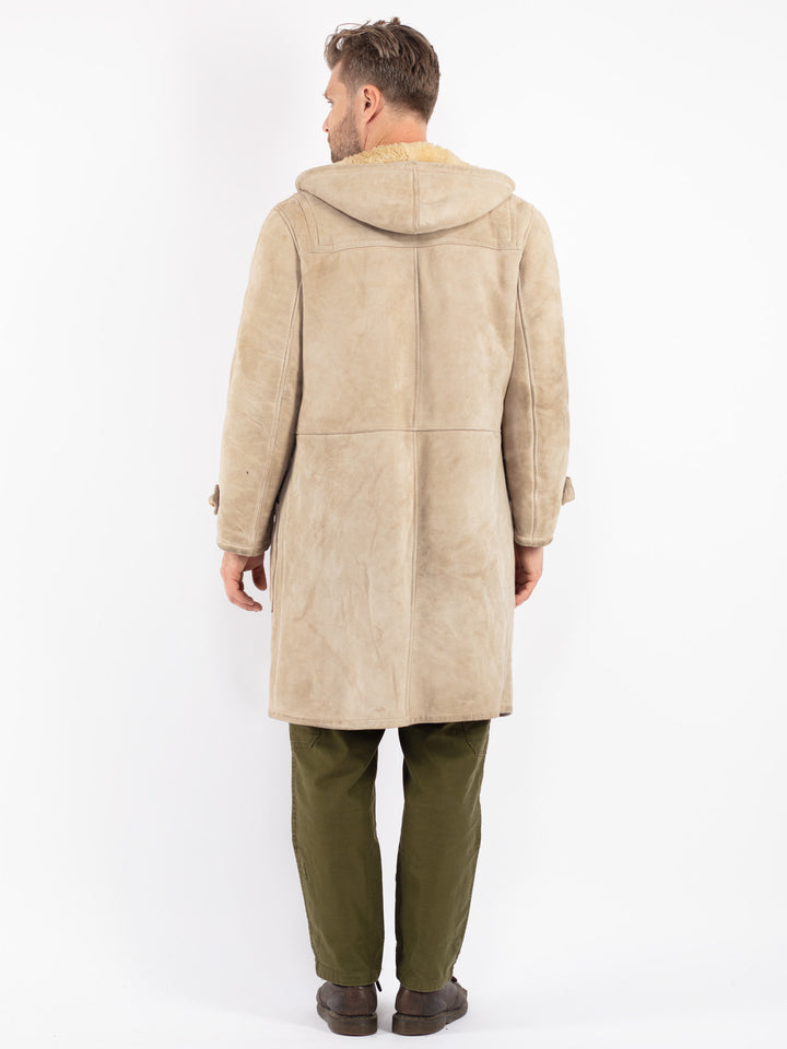 Vintage 70's Men Sheepskin Coat in Beige