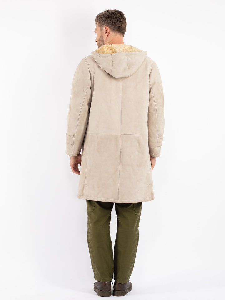 Vintage 70's Men Sheepskin Coat in Beige