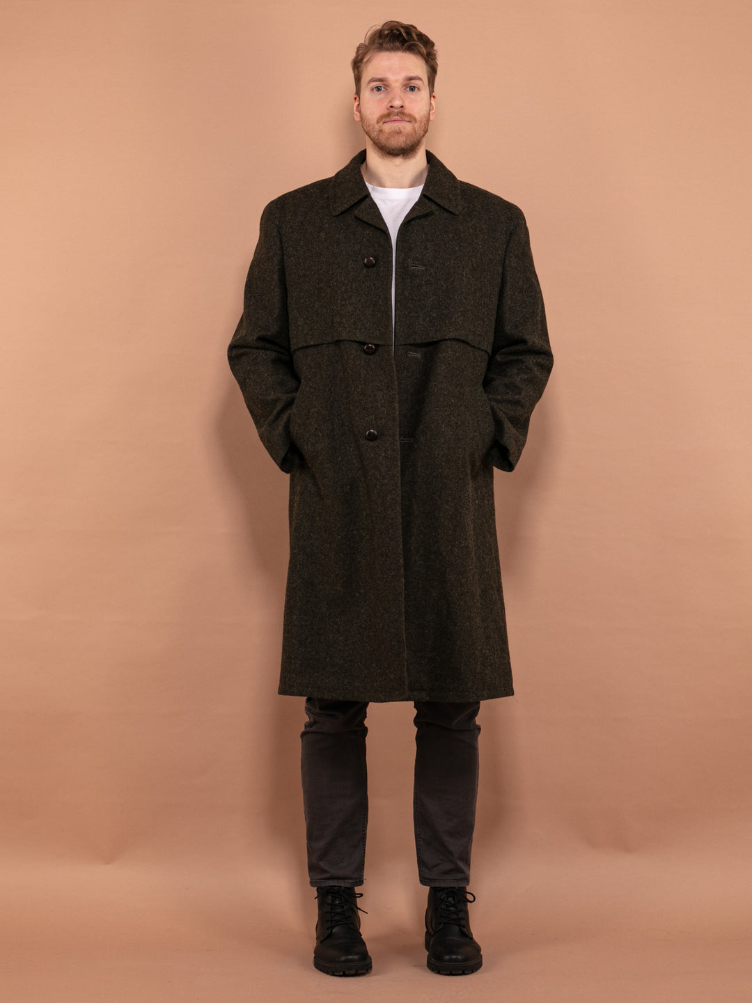 Vintage 70's Men Loden Wool Coat in Green - NorthernGrip