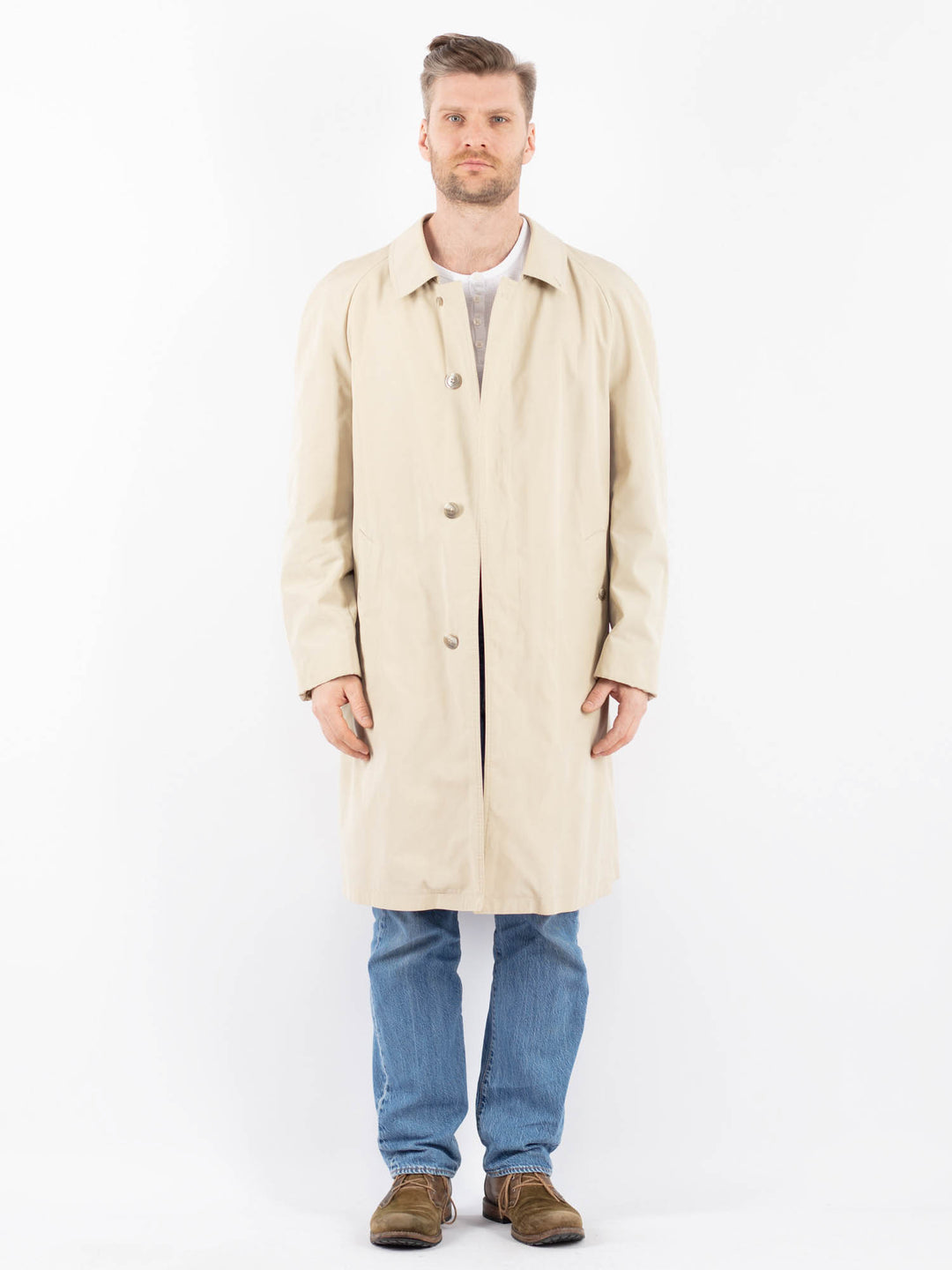 Vintage 70's Men Trench Coat in BeigeZ1465