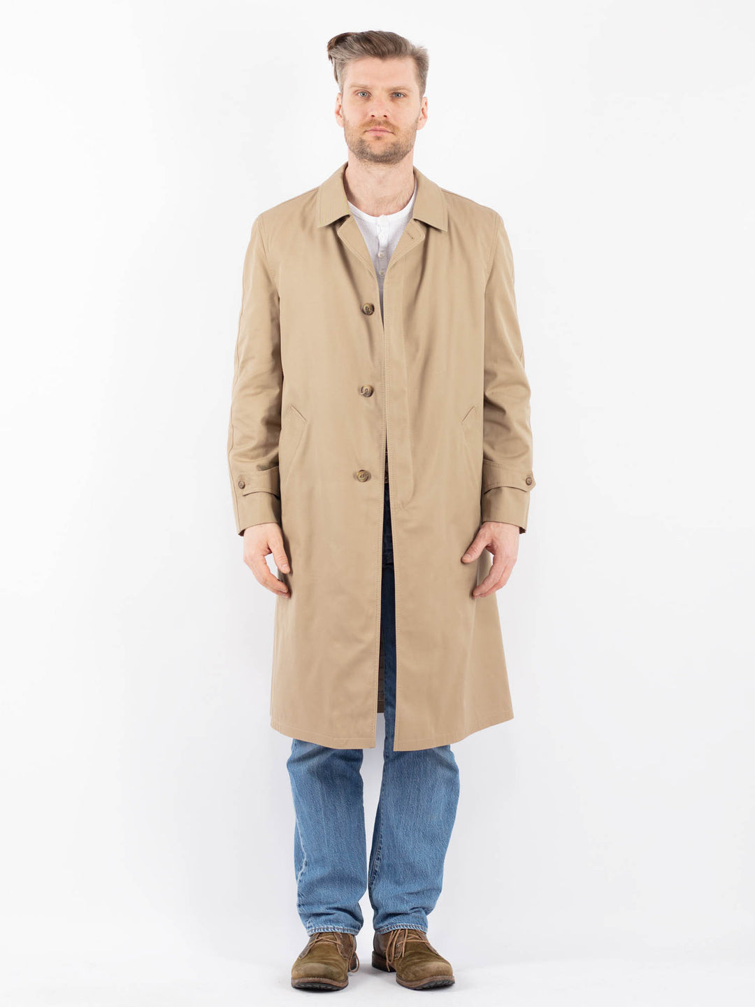 Vintage 70's Men Mac Coat in BeigeZ1473